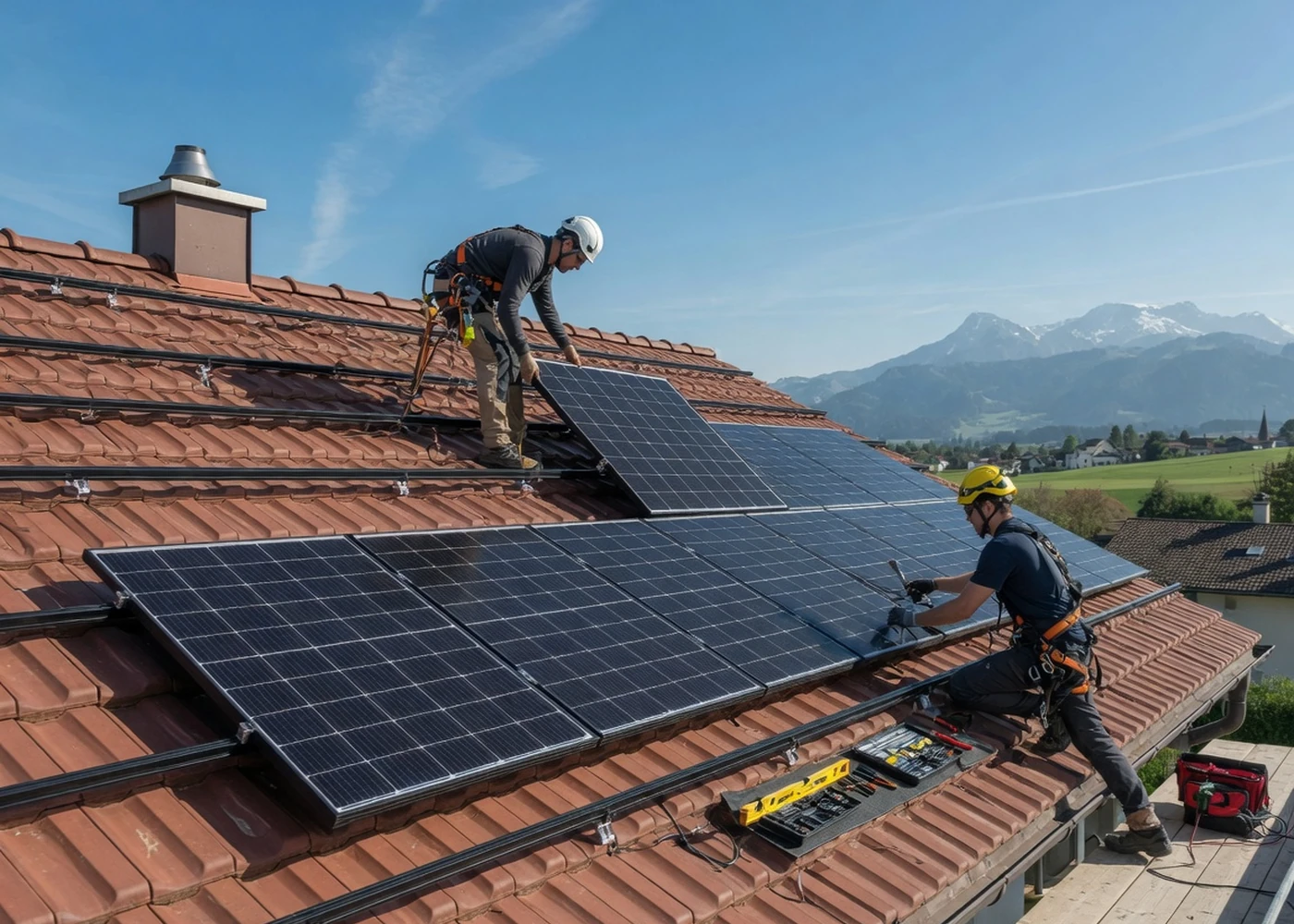 Installation für ein Schweizer Solarprojekt