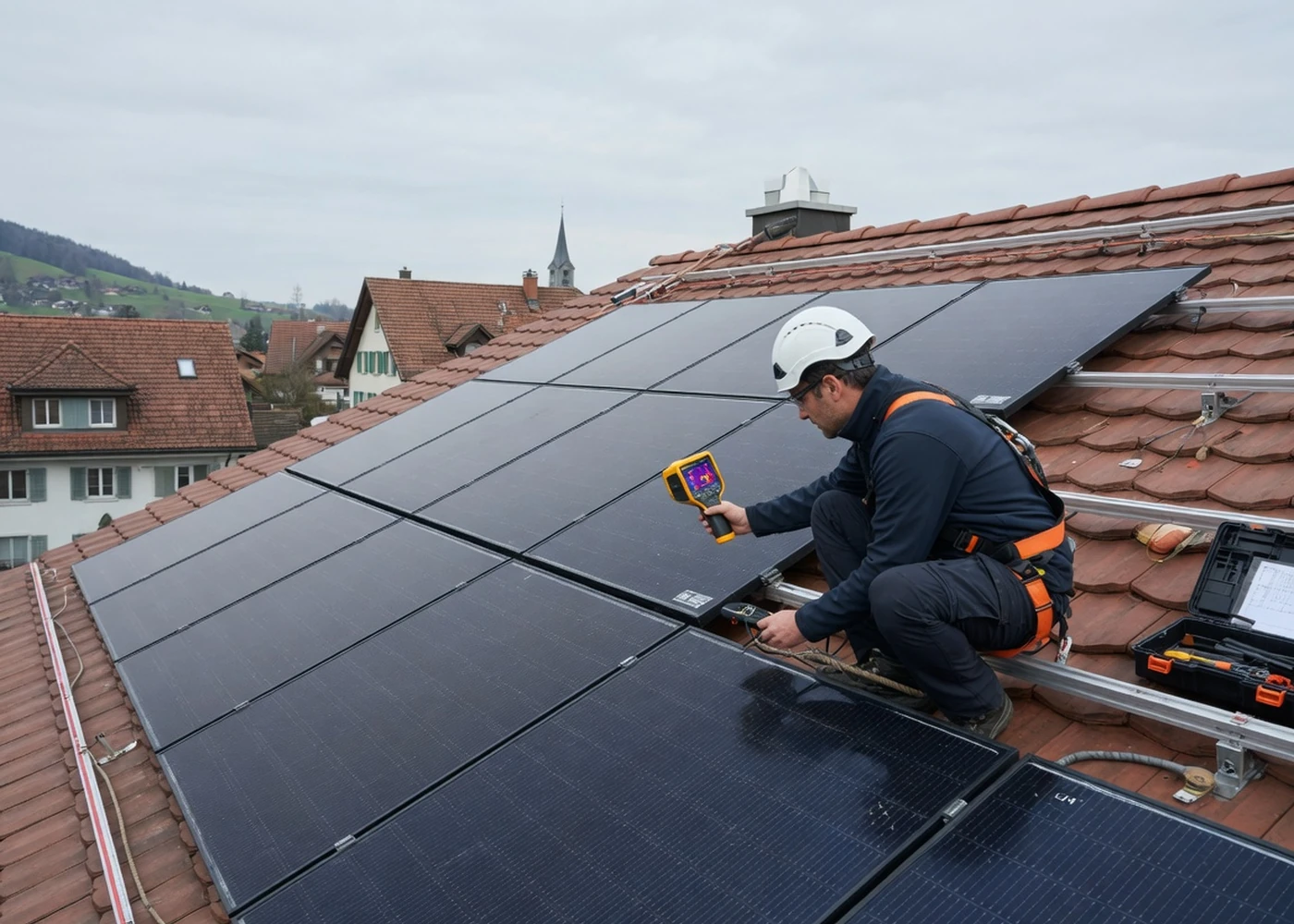Wartung für ein Schweizer Solarprojekt
