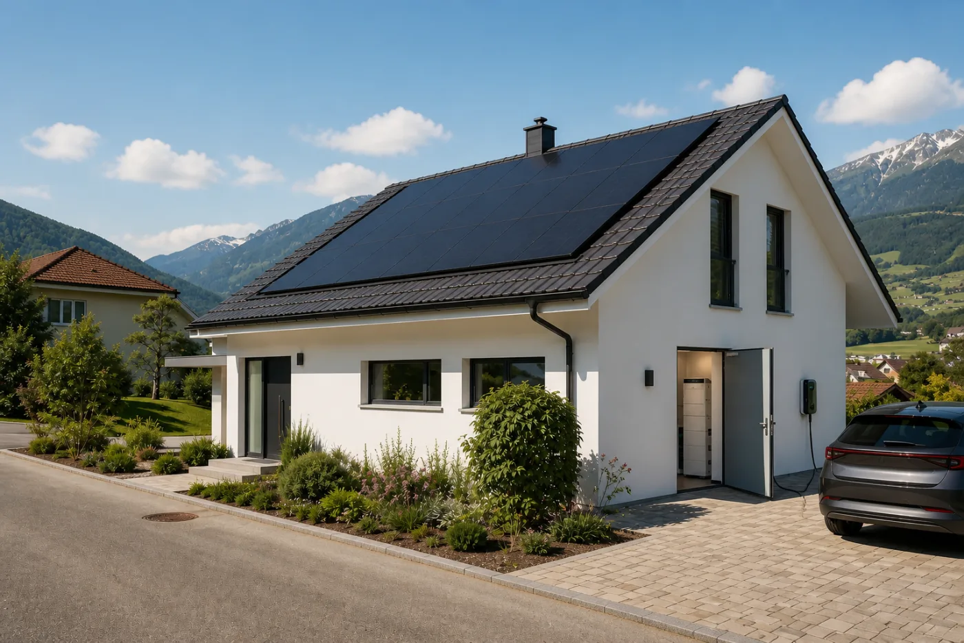Solarberater zeigt Eigentümerin die Verbindung zwischen Anlage, Vertrag und Hauswert